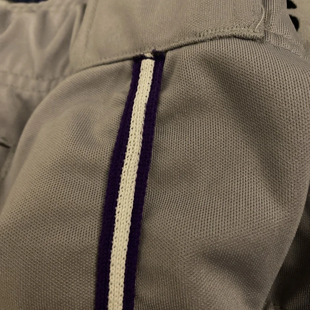 adidas Baseball Knee Length Pants‎ Grey With Purple & White Stripe Men's 3XL